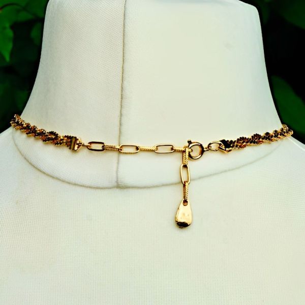 Gold Plated Plaited Serpentine Chain Tassel Necklace circa 1980s